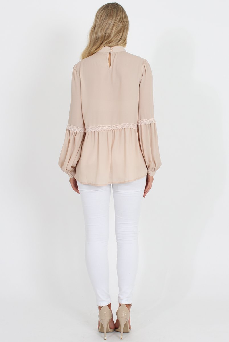Nude Crochet Detail Top - Belle-Tops