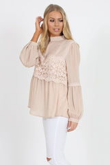 Nude Crochet Detail Top - Belle-Tops
