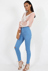 Nude Crochet Detail Top - Estelle-Tops