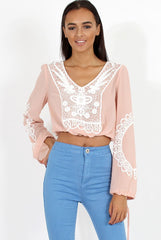 Nude Crochet Detail Top - Estelle-Tops