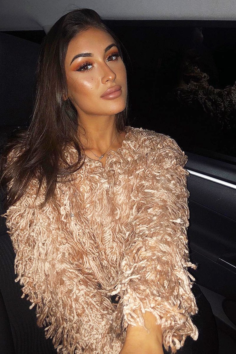Nude Crop Shaggy Jacket - Idelle-Jackets