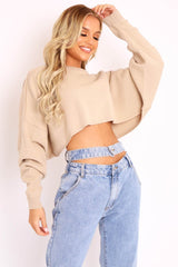 Nude Cropped Batwing Jumper - Lizy-Crop Jumper