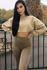 Nude Cropped Batwing Jumper - Lizy-Crop Jumper