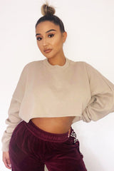 Nude Cropped Batwing Jumper - Lizy-Crop Jumper
