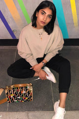 Nude Cropped Batwing Jumper - Lizy-Crop Jumper