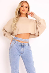 Nude Cropped Batwing Jumper - Lizy-Crop Jumper