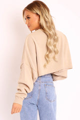 Nude Cropped Batwing Jumper - Lizy-Crop Jumper