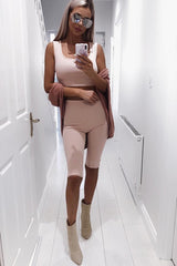 Nude Cropped Top and Leggings Co-Ords - Remini-Co-ords