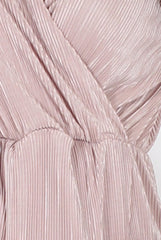 Nude Cross Over Pleated Dress - Blossom-Dresses