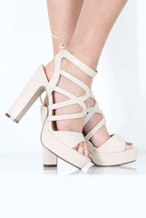 Nude Cut Out Platform Heels - Leona-Heels