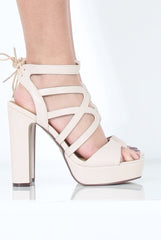 Nude Cut Out Platform Heels - Leona-Heels