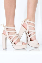 Nude Cut Out Platform Heels - Leona-Heels