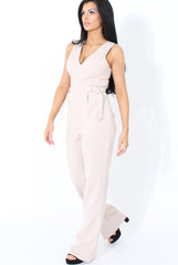 Nude D-Ring Detail V Front Jumpsuit- Issi-Jumpsuits