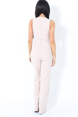 Nude D-Ring Detail V Front Jumpsuit- Issi-Jumpsuits