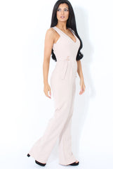 Nude D-Ring Detail V Front Jumpsuit- Issi-Jumpsuits