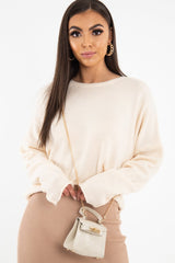 Nude Faux Croc Mini Handbag - Ramie-Bags