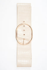 Nude Faux Croc Oversized Buckle Waist Belt - Sydni-Belts