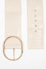 Nude Faux Croc Oversized Buckle Waist Belt - Sydni-Belts