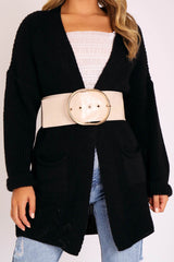 Nude Faux Croc Oversized Buckle Waist Belt - Sydni-Belts