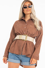 Nude Faux Leather Wide Waist Belt - London-Belts