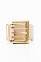 Nude Faux Leather Wide Waist Belt - London-Belts