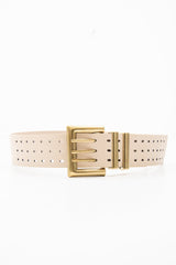 Nude Faux Leather Wide Waist Belt - London-Belts