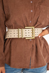 Nude Faux Leather Wide Waist Belt - London-Belts