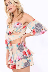 Nude Floral Co-Ord Set - Adana-Co-ords