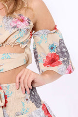 Nude Floral Co-Ord Set - Adana-Co-ords