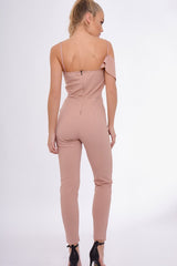 Nude Frill Asymmetric One Shoulder Jumpsuit - Tory-Jumpsuits