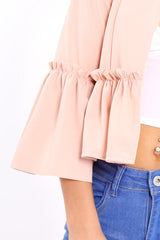 Nude Frill Bell Sleeve Blazer - Zarra-Jackets