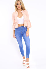 Nude Frill Bell Sleeve Blazer - Zarra-Jackets