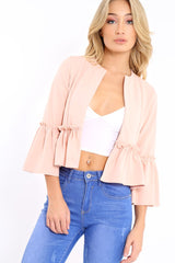 Nude Frill Bell Sleeve Blazer - Zarra-Jackets