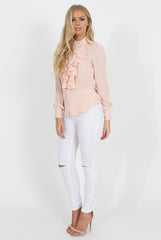 Nude Frill Front Blouse - Camille-Blouses