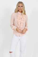 Nude Frill Front Blouse - Camille-Blouses