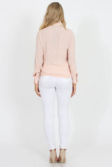 Nude Frill Front Blouse - Camille-Blouses