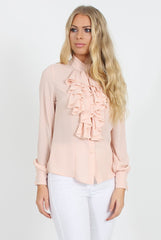 Nude Frill Front Blouse - Camille-Blouses