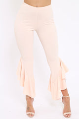 Nude Frill Hem Trousers - Ashlie-Trousers
