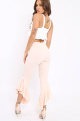 Nude Frill Hem Trousers - Ashlie-Trousers