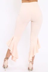 Nude Frill Hem Trousers - Ashlie-Trousers