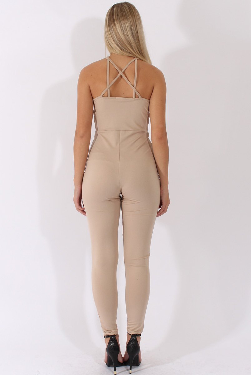 Nude Front Harness Fitted Jumpsuit - Bette-Jumpsuits