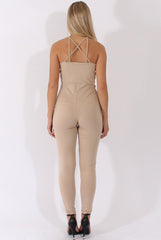 Nude Front Harness Fitted Jumpsuit - Bette-Jumpsuits