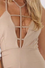 Nude Front Harness Fitted Jumpsuit - Bette-Jumpsuits
