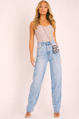 Nude Glitter Cup Detail Bodysuit - Emmary-Bodysuits