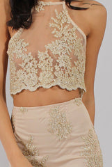 Nude & Gold Embellished Co-ord - Norah-Co-ords