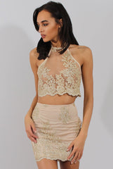 Nude & Gold Embellished Co-ord - Norah-Co-ords