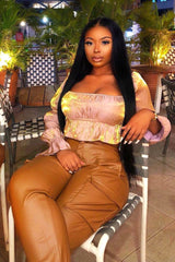 Nude Gold Metallic Square Neck Crop Top - Gabryelle-Crop Tops