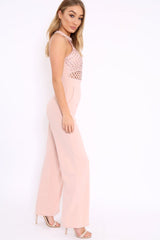 Nude Halterneck Cage Design Jumpsuit - Taaliah-Jumpsuits