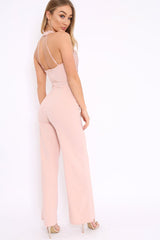 Nude Halterneck Cage Design Jumpsuit - Taaliah-Jumpsuits