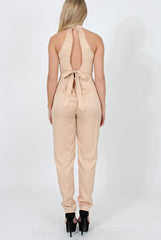 Nude High Neck Jumpsuit - Adrianna-Jumpsuits
